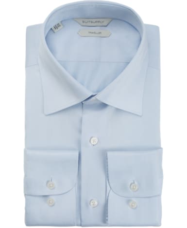 Blue Herringbone Traveller Shirt
