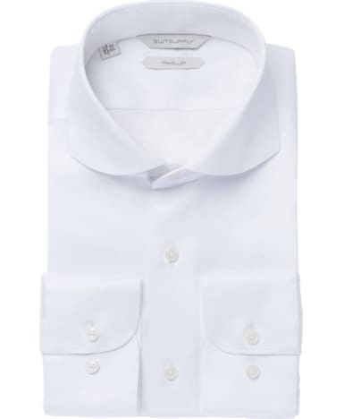 White Herringbone Traveller Shirt