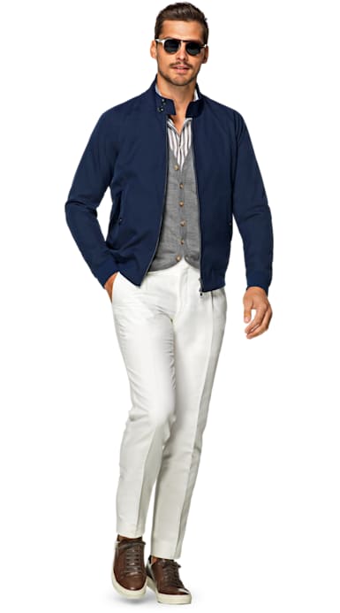 Navy Harrington Jacket Jort