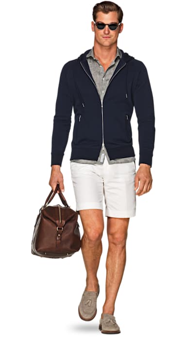 Navy Pique Hoodie