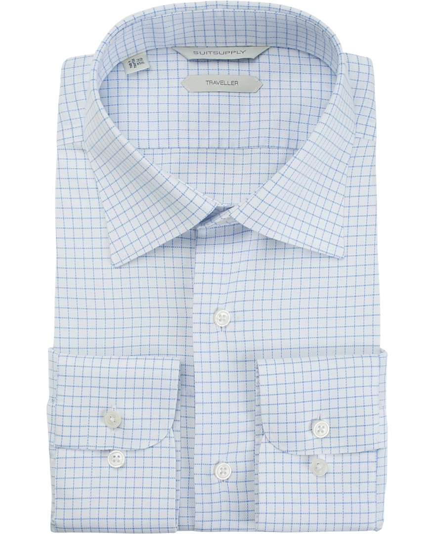 Blue Windowpane Traveller Shirt