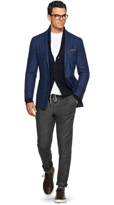 Blue Herringbone