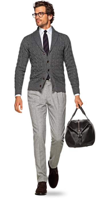Dark Grey Shawl Collar Cardigan